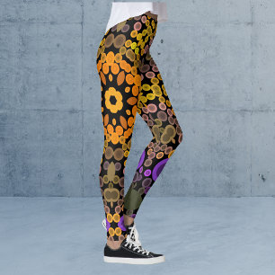 Dot Mandala Flower Yellow and Purple Leggings
