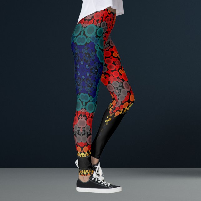 Dot Mandala Flower Yellow Blue and Red Leggings (Creator Uploaded)
