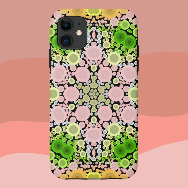 Dot Mandala Flower Yellow Green and Pink Case-Mate iPhone Case (Creator Uploaded)