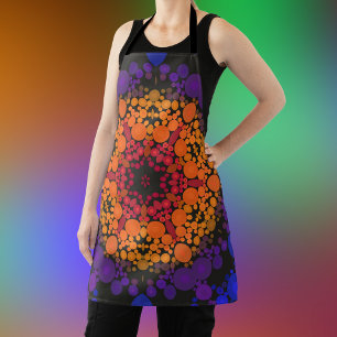 Dot Mandala Flower Yellow Purple and Blue Apron