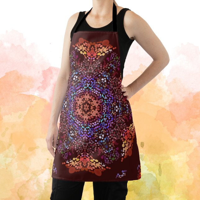 Dot Mandala Orange Blue and Purple Apron (Creator Uploaded)