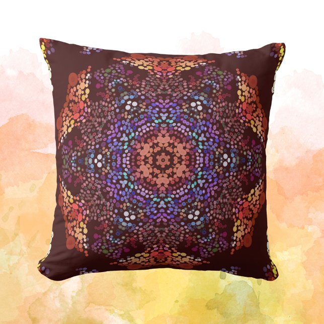 Dot Mandala Orange Blue and Purple Cushion (Creator Uploaded)