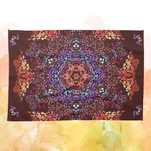 Dot Mandala Orange Blue and Purple Tea Towel