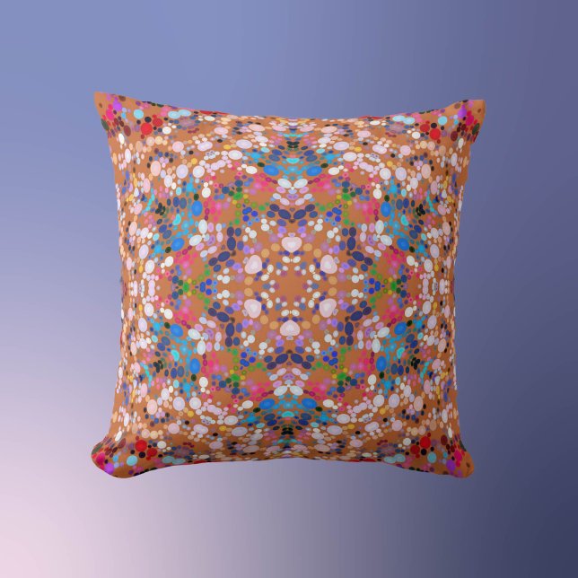 Dot Mandala Orange Blue Pink and White Cushion (Creator Uploaded)