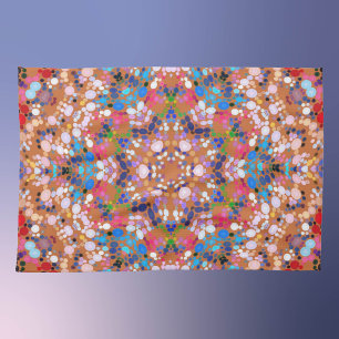 Dot Mandala Orange Blue Pink and White Tea Towel