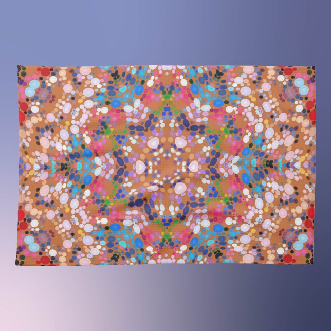Dot Mandala Orange Blue Pink and White Tea Towel (Creator Uploaded)