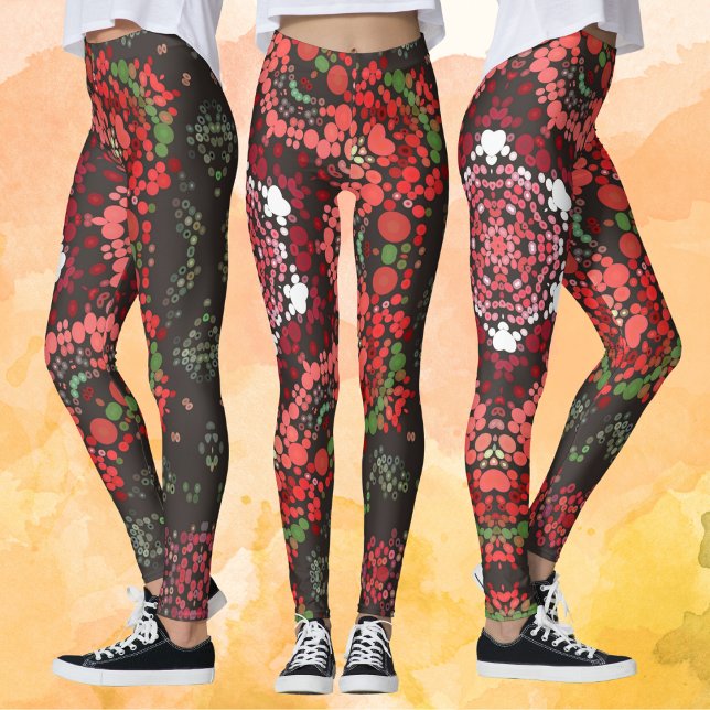 Dot Mandala Red Green and White Leggings (Creator Uploaded)