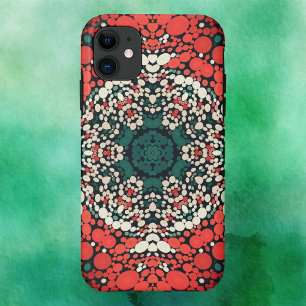 Dot Mandala Red White Blue and Green Case-Mate iPhone Case