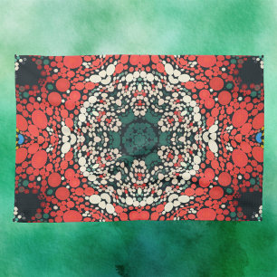 Dot Mandala Red White Blue and Green Tea Towel