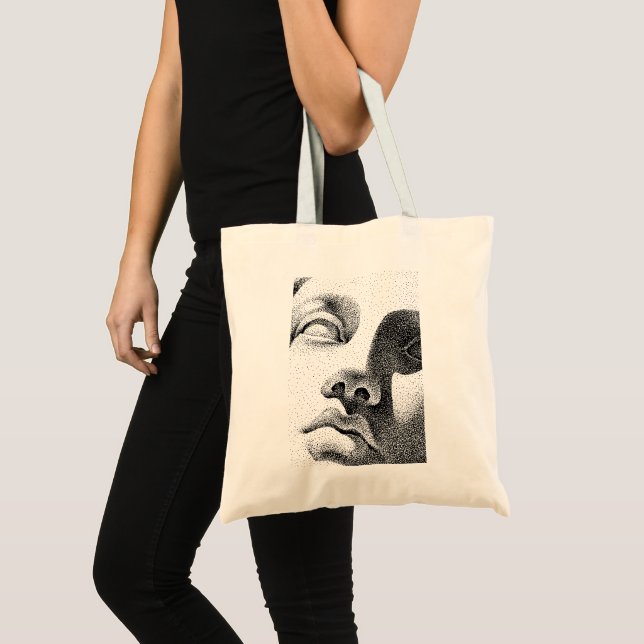 Dot Matrix Art: Classical Marble Face Tote Bag (Front (Product))