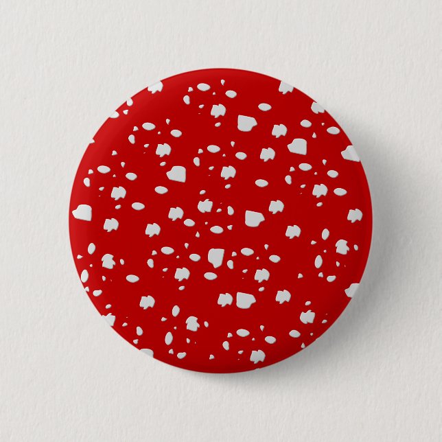 dot pattern with red toadstool mushroom 6 cm round badge (Front)
