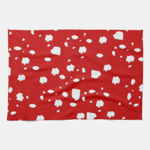 dot pattern with red toadstool mushroom tea towel