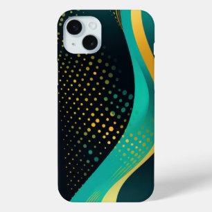 Dot patterns in wavy lines on black iPhone 15 mini case