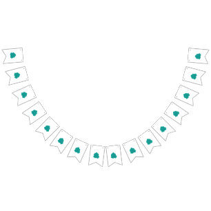 Dot-Style Rose Art • Turquoise Floral Design Bunting