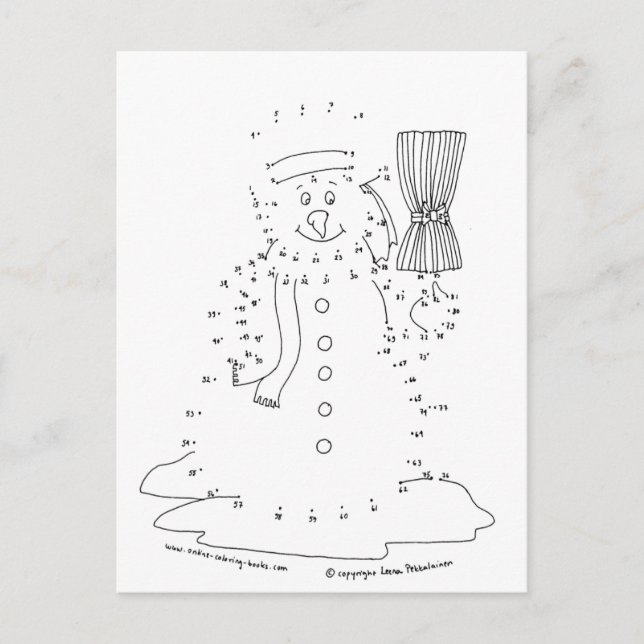 Dot to Dot Snowman Postcard (Front)