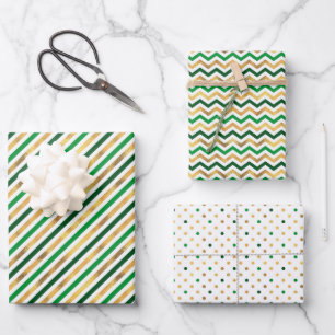 Dot Waves Striped St. Patrick’s Day Wrapping Paper Sheet