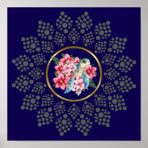 Dot Your Own Mandala With Sea Turtle Centre Image Poster