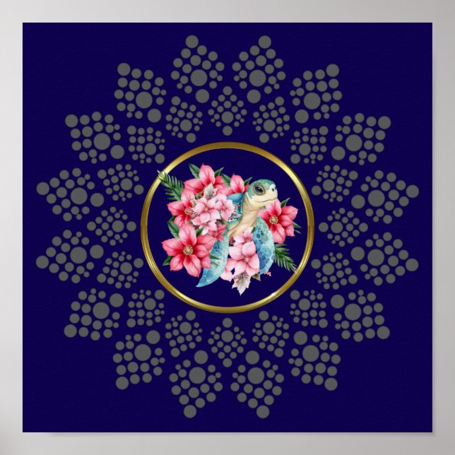 Dot Your Own Mandala With Sea Turtle Centre Image  Poster (Front)