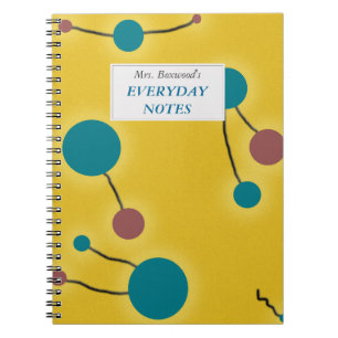 Doted Universe Retro Yellow with Text Label Spiral Notebook