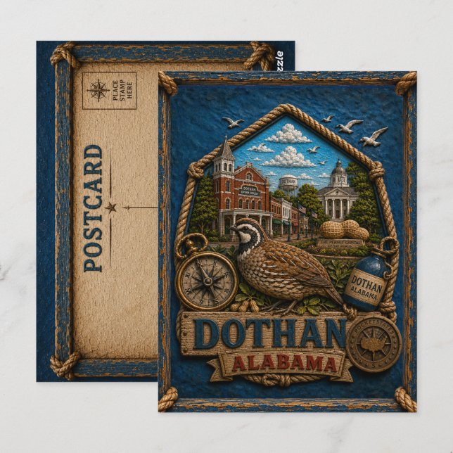 Dothan Alabama Postcard Vintage Travel (Front/Back)