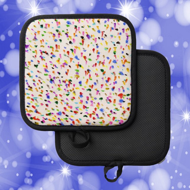 Dots Abstract Colourful Pattern Pot Holder (A fun pot holder with a colorful abstract dot design)
