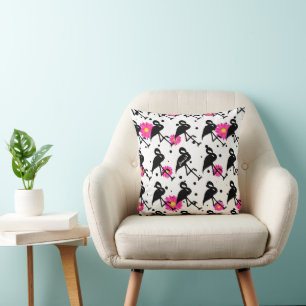 Dots and Daisies Flamingo Any Colour Cushion
