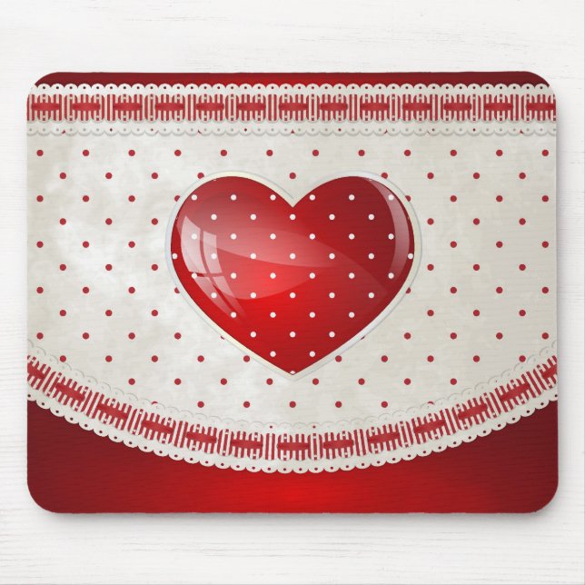 Dots and Hearts Mouse Pad (Front)
