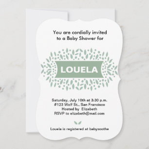 dots and leaves baby shower invitation