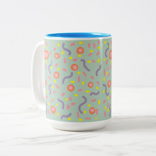 Dots and Lines minimal Art  Two-Tone Coffee Mug (Front Left)