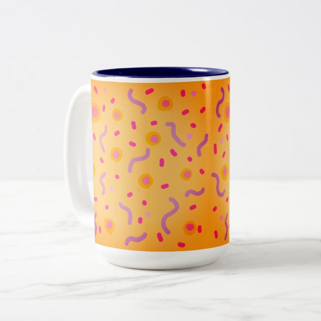 Dots and Lines  Two-Tone Coffee Mug (Front Left)
