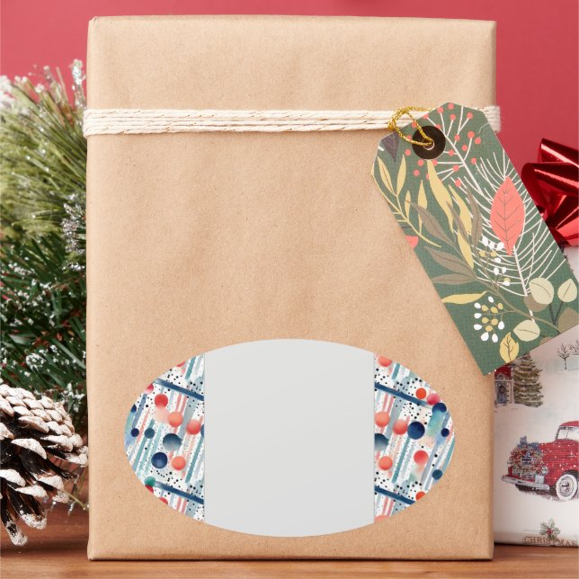 Dots and Stripes 22 Oval Sticker (Holiday)