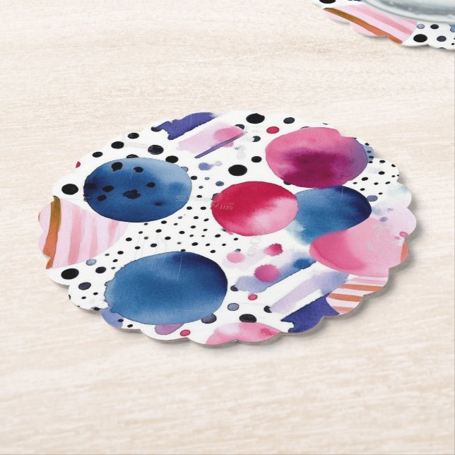 Dots and Stripes 2 Paper Coaster (Angled)