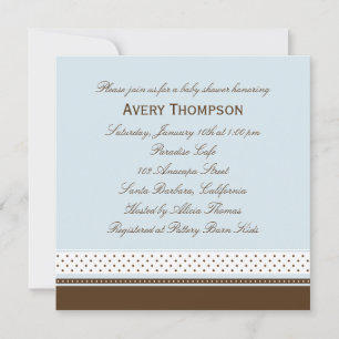 Dots and Stripes Baby Shower Invitation - Blue