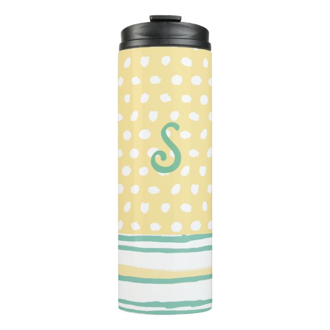 Dots and Stripes Monogrammed Thermal Tumbler (Front)