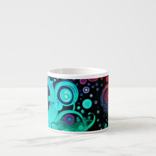 Dots and Swirls Abstract Watercolor mash up Espresso Cup (Front)