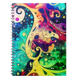 Dots and Swirls Grunge Watercolor mash up Notebook