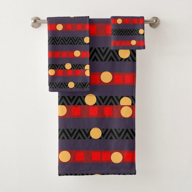 Dots Bands Chevron  Bath Towel Set (Insitu)