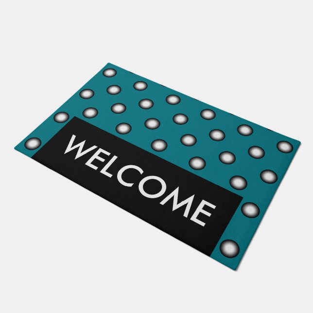 Dots black & white gradients + your backgr. & idea doormat (Angled)