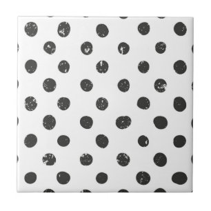 Dots Black White Pattern Cute Modern Simple Tile
