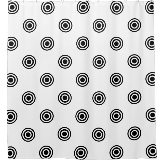 Dots black & white target + your backgr. & idea shower curtain (Front)