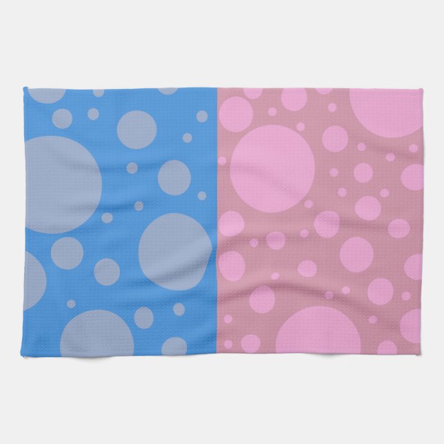 Dots Blue Pink Tea Towel 40.6 cm x 61 cm (Horizontal)