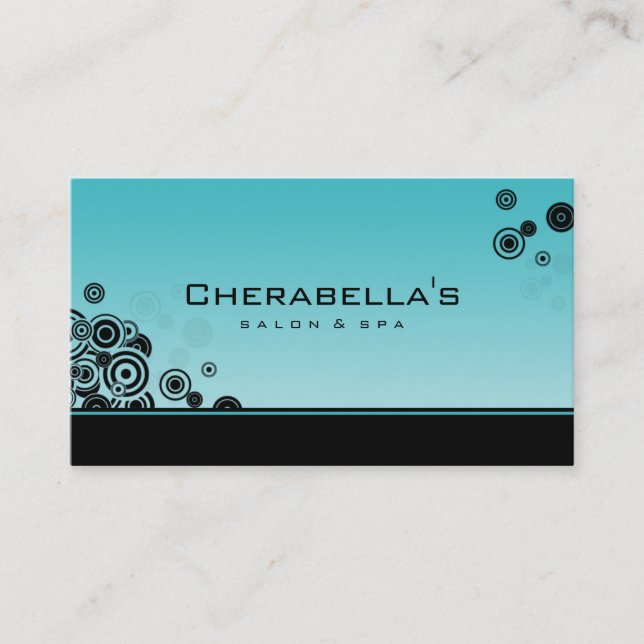 Dots Business Card Salon Spa Trendy Turquoise Blue (Front)