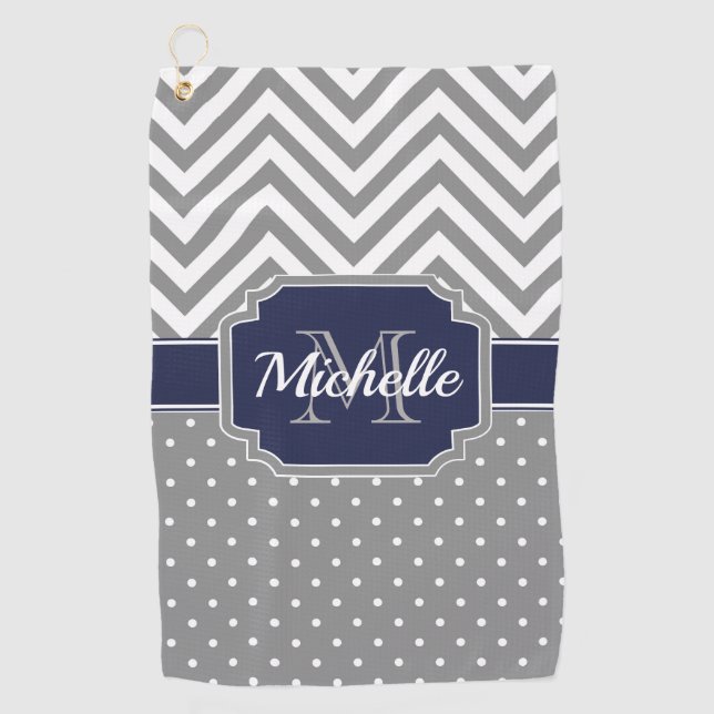 Dots & Chevrons Pattern Golf Towel (Front)