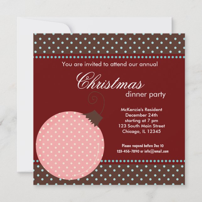 Dots Christmas dinner Invitation (Front)