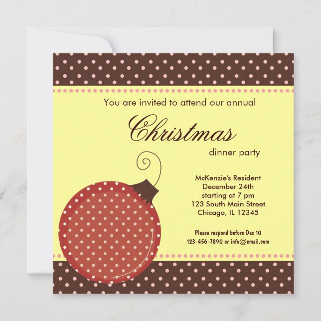 Dots Christmas dinner Invitation (Front)