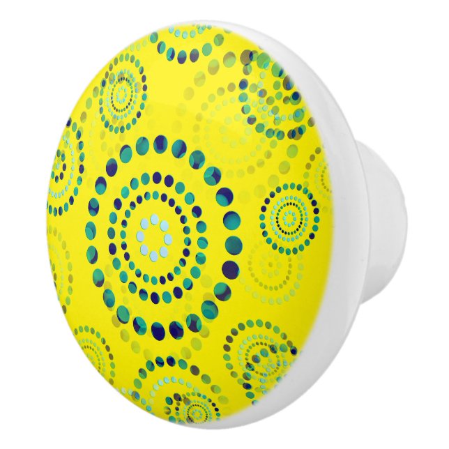 Dots Circle Power Flowers II + your backgr. & idea Ceramic Knob (Right)