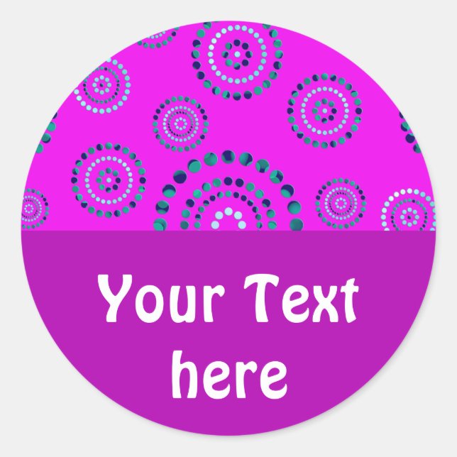 Dots Circle Power Flowers + your backgr. & ideas Classic Round Sticker (Front)