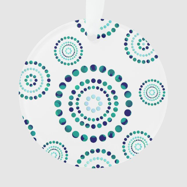 Dots Circle Power Flowers + your backgr. Ornament (Front)