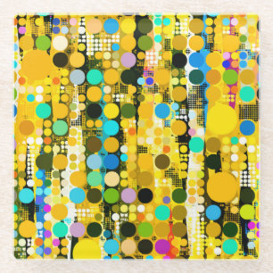 Dots in Yellows Tones Creates a Mosaic Pattern Glass Coaster
