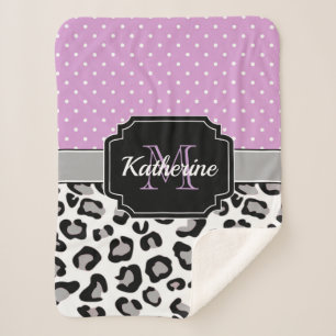 Dots & Leopard Print Sherpa Blanket